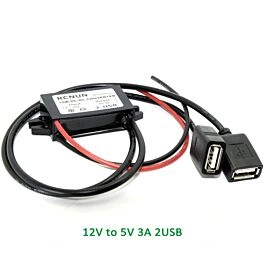 Convertidor USB de 12V a 5V (entrada de 8-35V) – 2x fuente de alimentación USB 3A