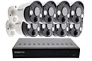 Conjunto de cámara de vigilancia con 8 luces de alarma inteligentes