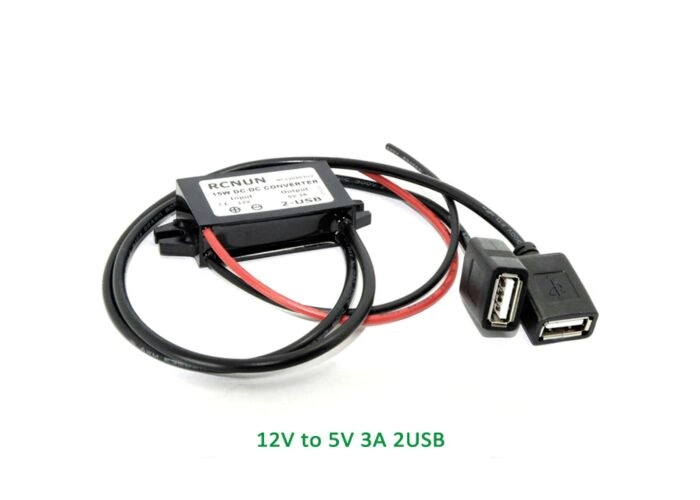 Convertidor de 12 V a 5 V con 2 puertos USB – Convertidor de CC main product photo